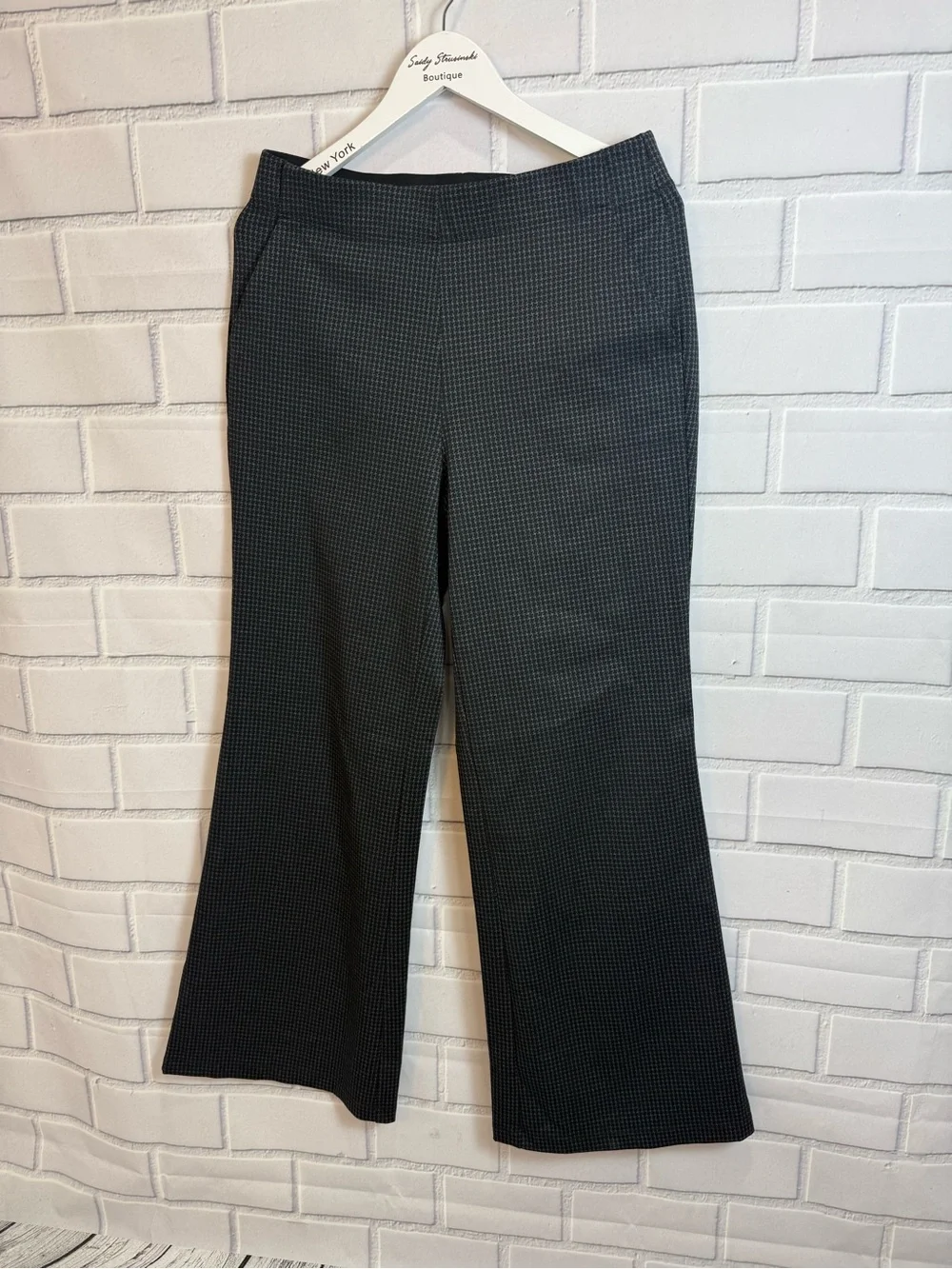 Max Studio London Bootcut Pants Gray Black Stretch Career Dress Pants Size L NWT